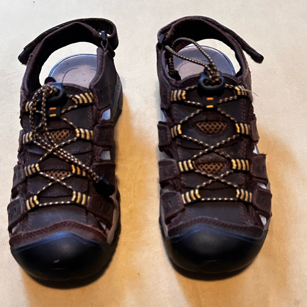 Brown and Black Sport Sandals with Closed Toe Design Brand New.
